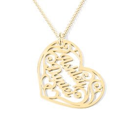 Fancy Filigree Heart Name Necklace