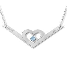 Secret Admirer Engravable Heart Necklace in 925 Sterling Silver with Aquamarine