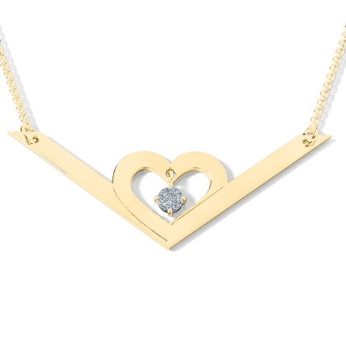 Secret Admirer Engravable Heart Necklace – 10K Yellow Gold with Cubic Zirconia