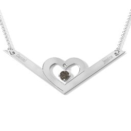 Secret Admirer Engravable Heart Necklace in 925 Sterling Silver with Smokey Quartz