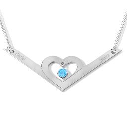 Secret Admirer Engravable Heart Necklace in 925 Sterling Silver with Blue Topaz