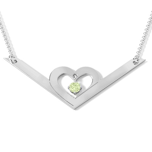 Secret Admirer Engravable Heart Necklace – Sterling Silver with Peridot