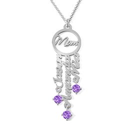A Mother's Dream Name Necklace in 925 Sterling Silver with Amethyst
