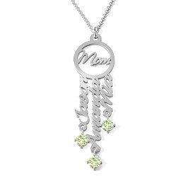 A Mother's Dream Name Necklace in 925 Sterling Silver with Peridot