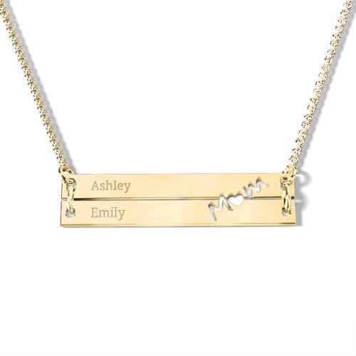 Made For Mom Double Bar Necklace – 10K Yellow Gold