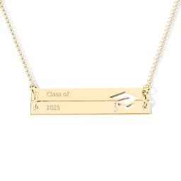 Engravable Double Bar Graduation Cap Necklace