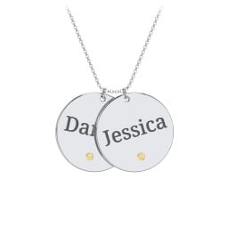 Engravable 2 Disc Pendant with Birthstone