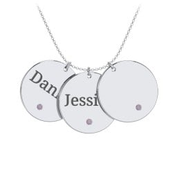 Engravable 3 Disc Pendant with Birthstone