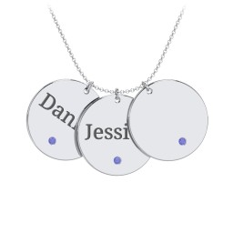 Engravable 3 Disc Pendant with Birthstone
