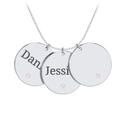 Engravable 3 Disc Pendant with Birthstone
