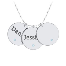 Engravable 3 Disc Pendant with Birthstone
