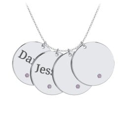 Engravable 4 Disc Pendant with Birthstone