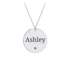 Engravable Disc Pendant with Birthstone