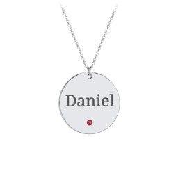 Engravable Disc Pendant with Birthstone