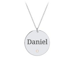 Engravable Disc Pendant with Birthstone