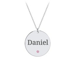 Engravable Disc Pendant with Birthstone