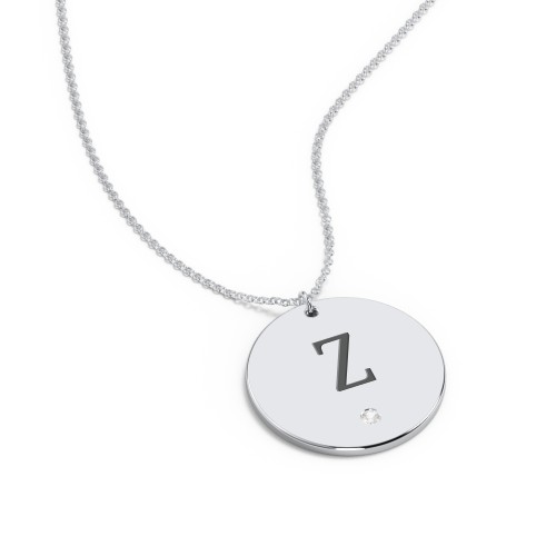Engravable Disc Pendant with Birthstone