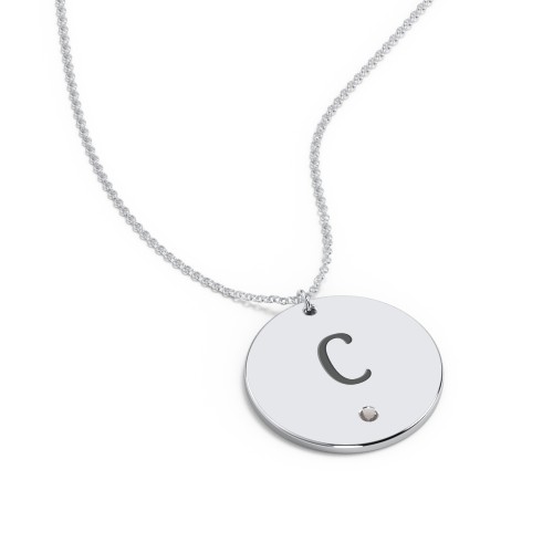 Engravable Disc Pendant with Birthstone