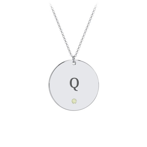 Engravable Disc Pendant with Birthstone