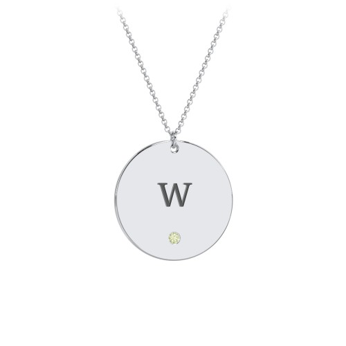 Engravable Disc Pendant with Birthstone