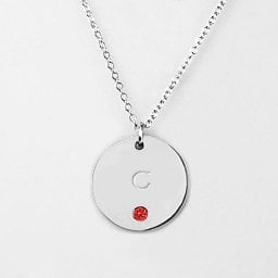Birthstone C Initial Disc Pendant
