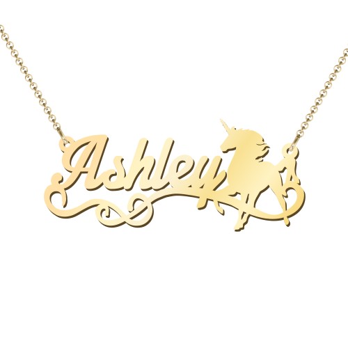 Unicorn Name Necklace – 18K Gold Plated Silver