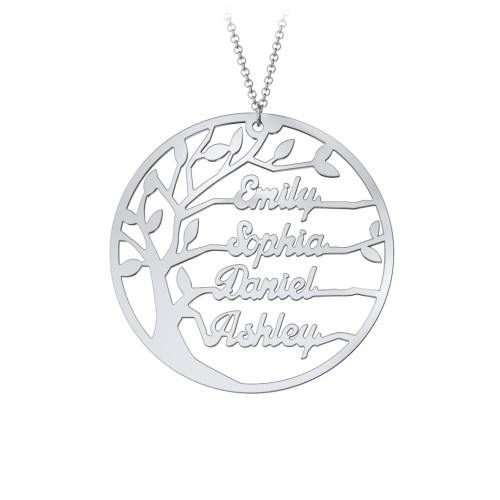 Family Tree Cutout Necklace – Sterling Silver