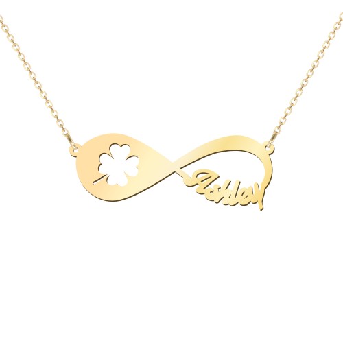 Lucky Me Infinity Name Necklace – 10K Yellow Gold