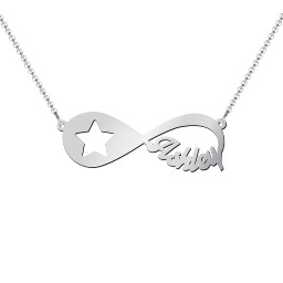 Star Light, Star Bright Infinity Name Necklace in 925 Sterling Silver