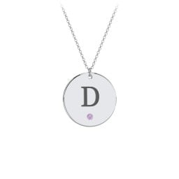 Birthstone Initial Disc Pendant