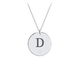 Birthstone Initial Disc Pendant