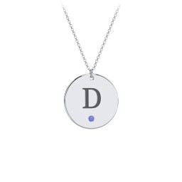 Birthstone Initial Disc Pendant