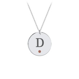 Birthstone Initial Disc Pendant