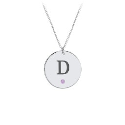 Birthstone Initial Disc Pendant