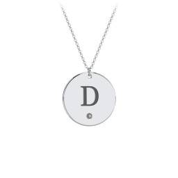 Birthstone Initial Disc Pendant