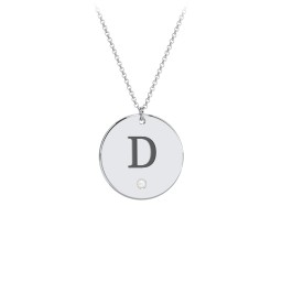 Birthstone Initial Disc Pendant