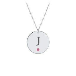 Birthstone Initial Disc Pendant