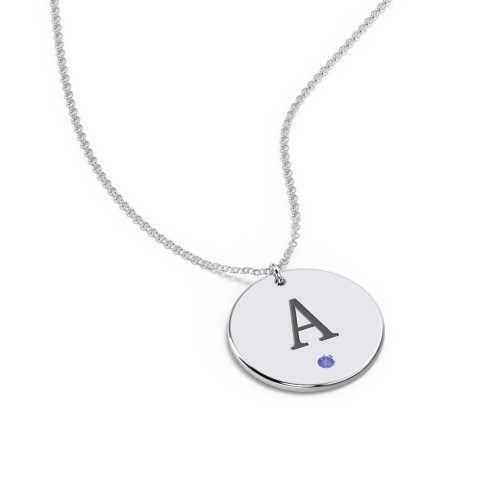 Birthstone Initial Disc Pendant