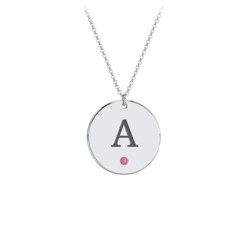 Birthstone Initial Disc Pendant