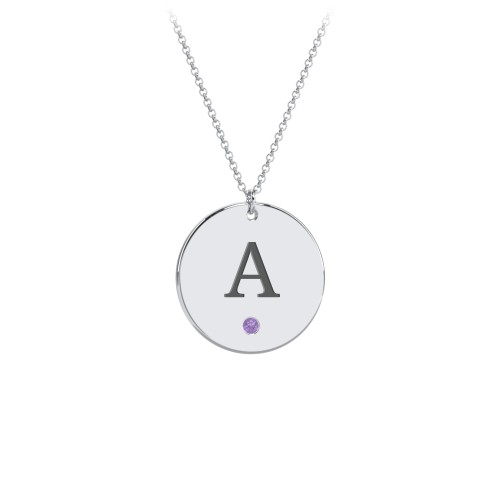 Birthstone Initial Disc Pendant