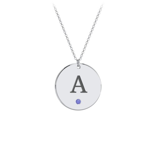 Birthstone Initial Disc Pendant