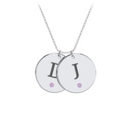 Birthstone Initial 2 Disc Pendant