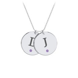 Birthstone Initial 2 Disc Pendant