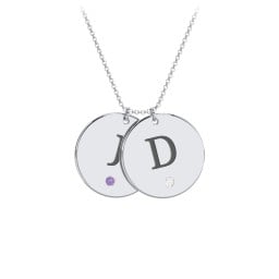 Birthstone Initial 2 Disc Pendant