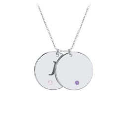 Birthstone Initial 2 Disc Pendant