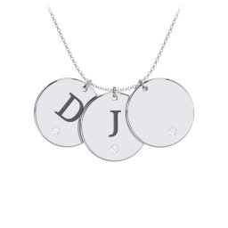 Birthstone Initial 3 Disc Pendant