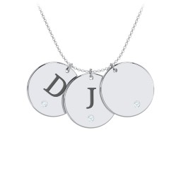 Birthstone Initial 3 Disc Pendant