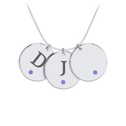 Birthstone Initial 3 Disc Pendant