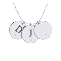 Birthstone Initial 3 Disc Pendant