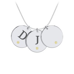 Birthstone Initial 3 Disc Pendant